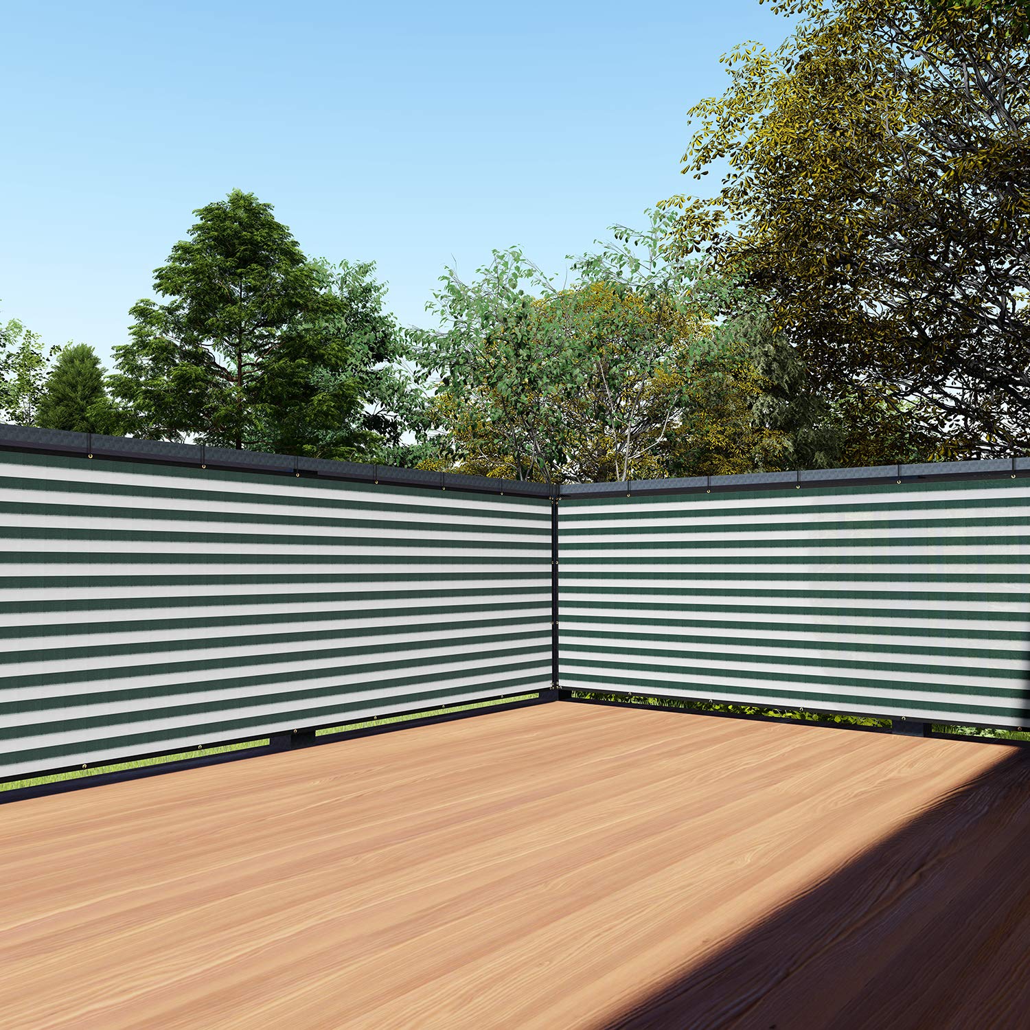 Tang 3' X 205' Green White Stripe Balcony Privacy Screen Fence 200Gsm Deck Fence Outdoor Privacy Cover Weather Resistant For Pat