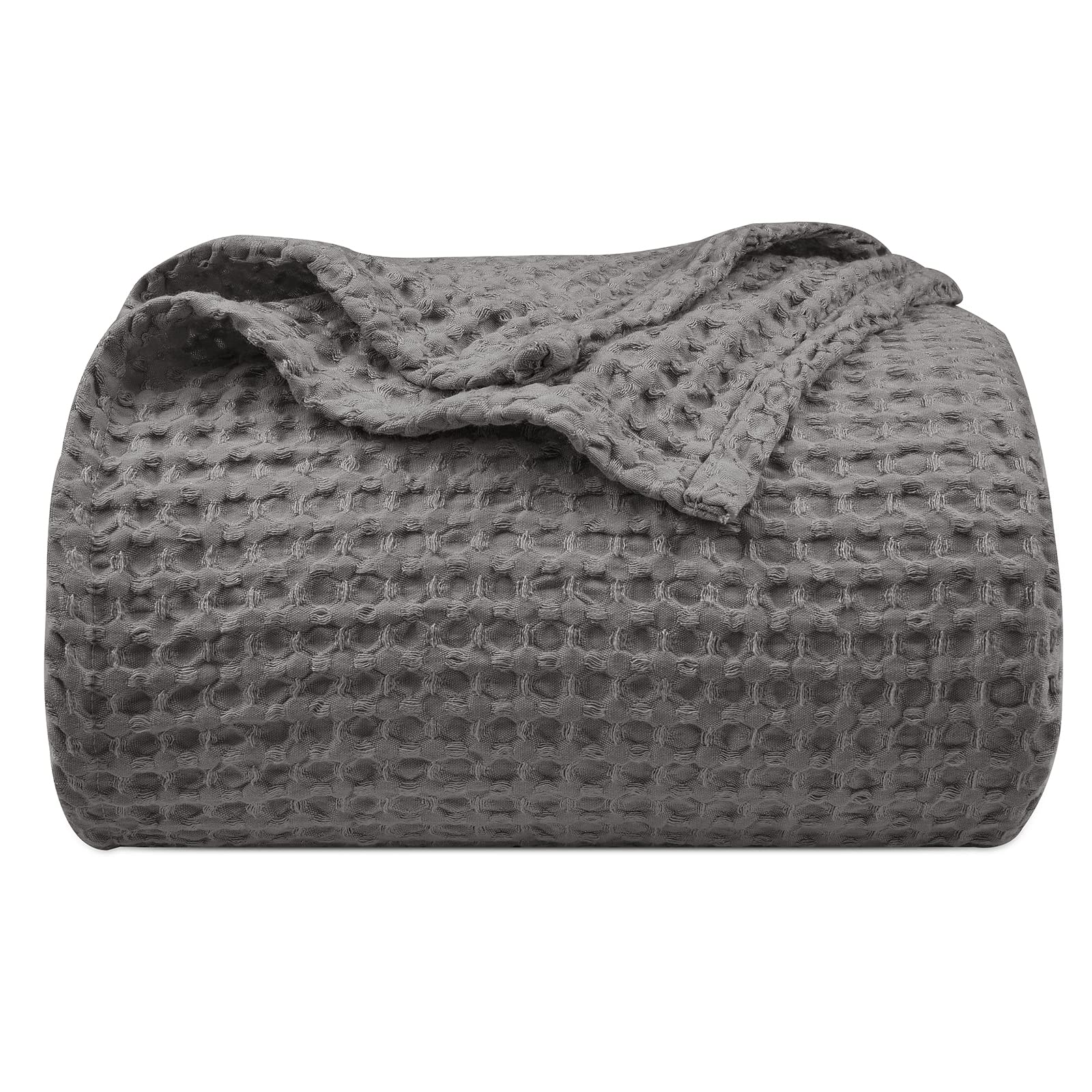 Phf Ultra Soft Waffle Weave Blanket Queen Size 90'X 90'- Washed Lightweight Breathable Cozy Woven Blanket For Bed - Aesthetic Decor For Couch Bedding Sofa Home Car - Grey