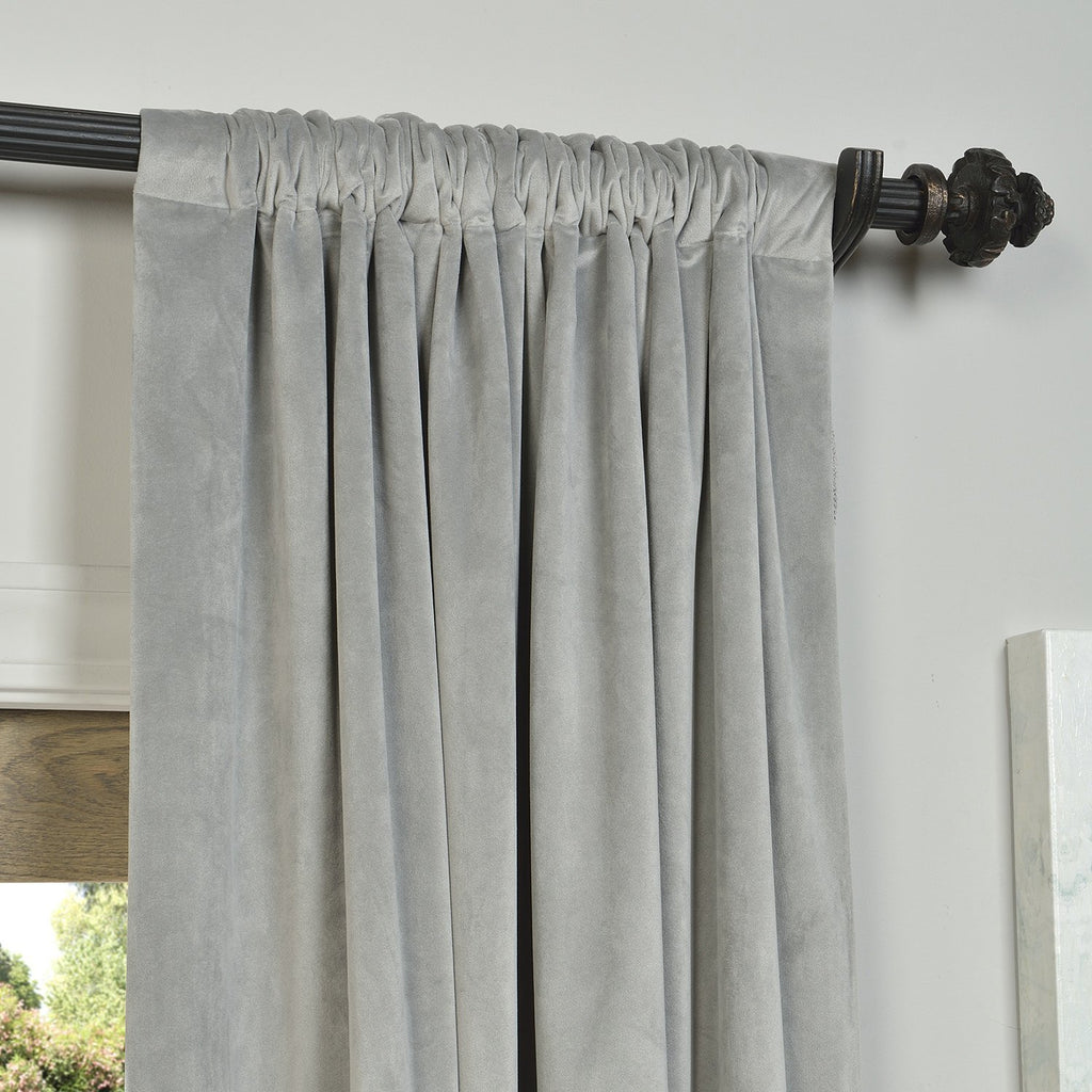 Hpd Half Price Drapes Signature Velvet Thermal Blackout Curtains For Living Room 96 Inch Long (1 Panel) Rod Pocket Insulated Blackout Curtains For Bedroom Window Curtains, 50W X 96L, Silver Grey