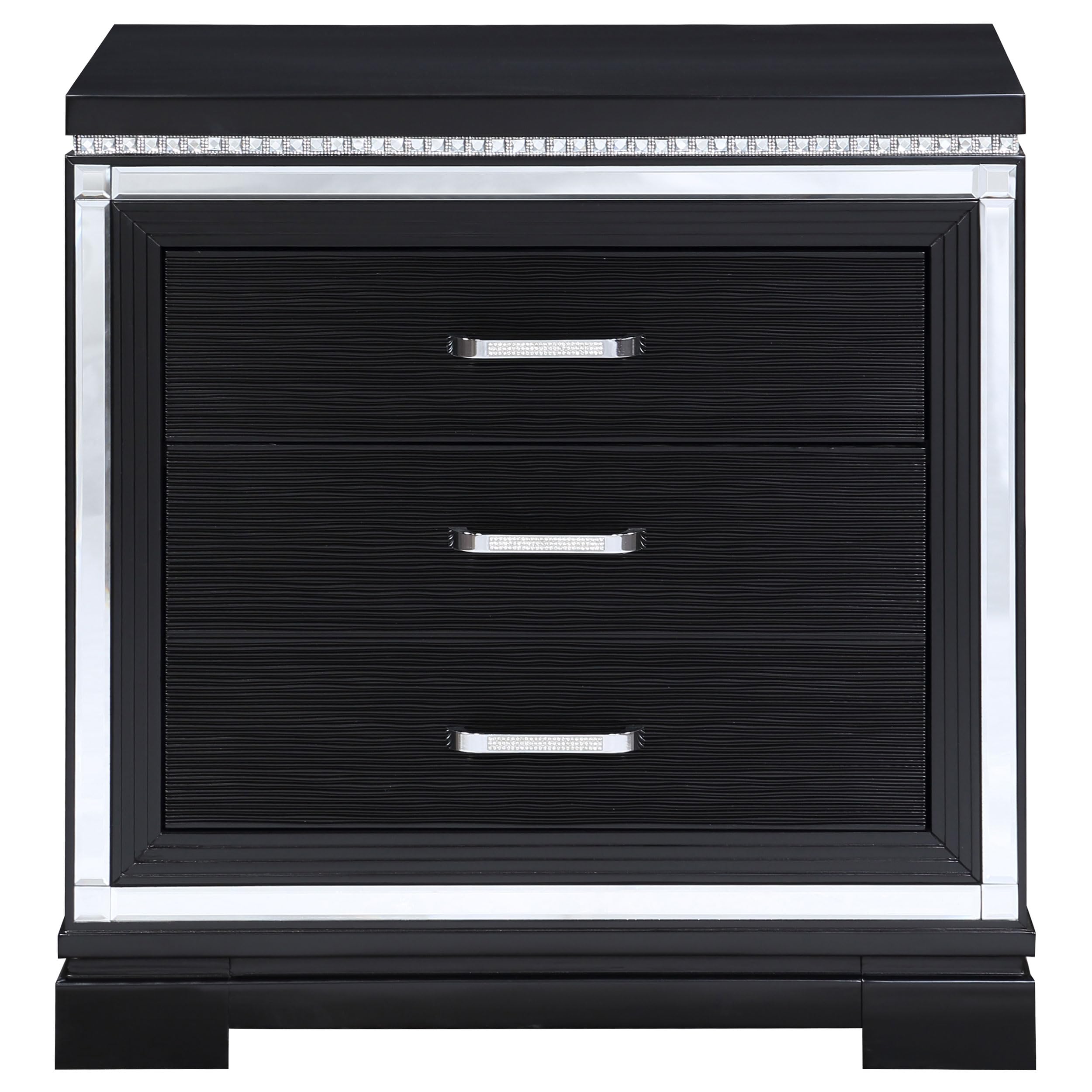 Coaster Home Furnishings Cappola Modern Classic Wood 3-Drawer Bedroom Nightstand Bedside Table Organizer Unit with USB Charging Outlet Black 223362