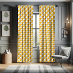 Ambesonne Cartoon Window Curtains, Bumble Bee Along Honey Comb Pattern Hexagonal Themed Illustration, Lightweight Decor 2-Panel