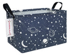 Queenlala Rectangular Laundry Hamper/Foldable Nursery Laundry Basket For Organizing/Storage Bin Baskets/Children Toy Office Bedroom/Toy Bin Closet Shelf Baskets(Rec-Blue-Starry Sky)