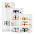 Amazon Basics Stackable and Foldable Clear Shoe Storage Organizer Box, Medium, Pack of 12