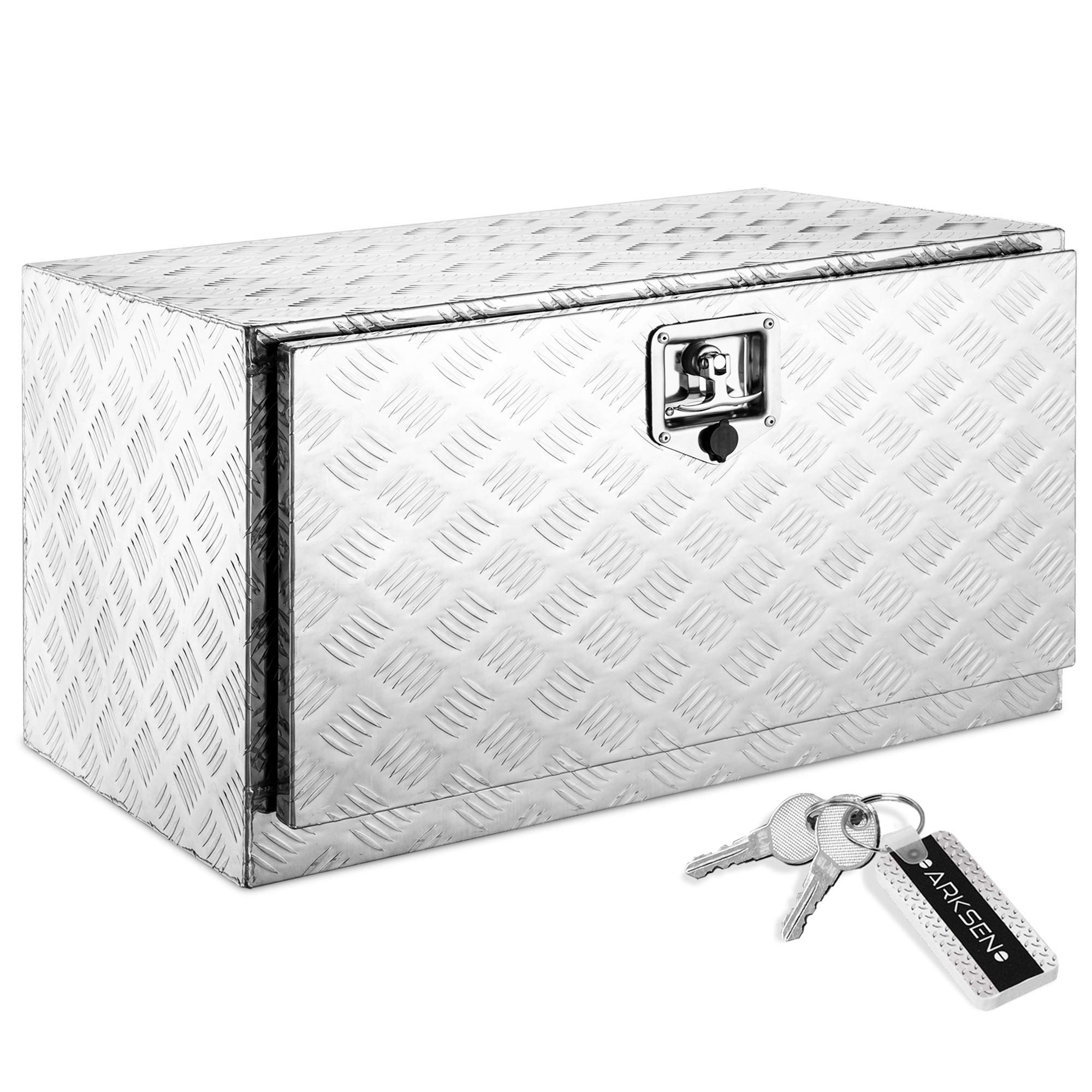 Arksen 30 Inch Heavy Duty Aluminum Bar Tread Tool Underbody Box, Waterproof Square Truck Storage Organizer Chest For Pick Up Tru