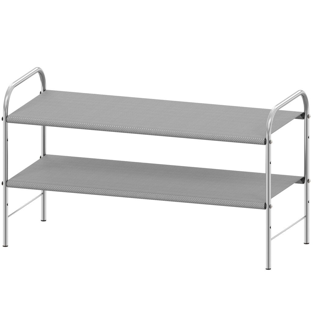 Simple Houseware 2-Tier Shoe Rack Storage Organizer, Grey