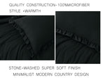 Chezmoi Collection Nora Black Comforter Set King Size 3-Piece Fluffy Soft Lightweight Bedding Ruffled Edge Trim Stone-Washed Mic