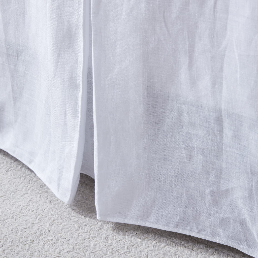 Simple&Opulence Premium Linen Bed Skirt Basic Style 18 Inch Tailored Drop Dust Proof Easy Fit Breathable (18'' Basic-White, King