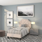 Flash Furniture Brighton Twin Size Tufted Upholstered Platform Bed In Beige Fabric