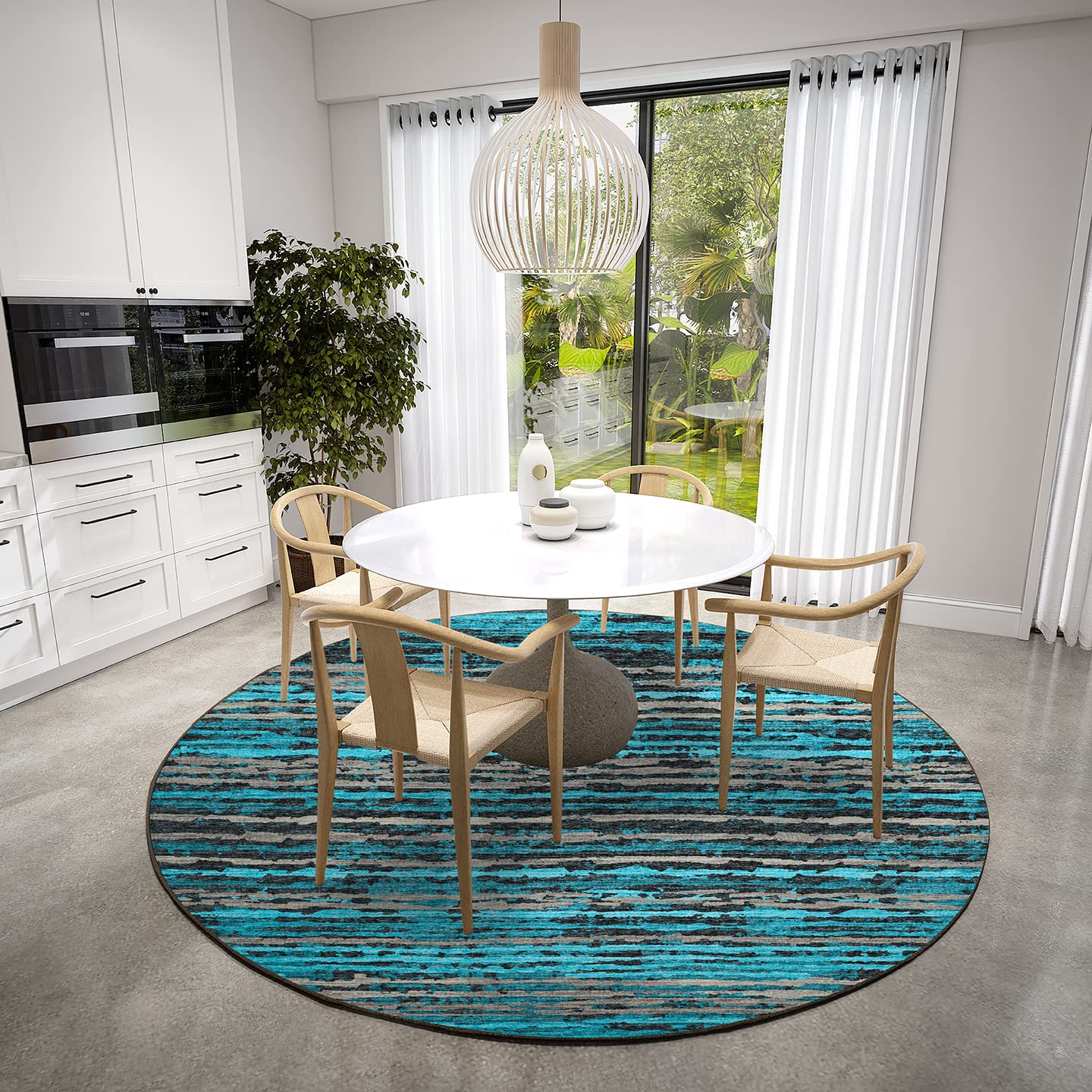 Dalyn Rugs Brisbane Br4 Destressed Striped Teal 8' X 8'