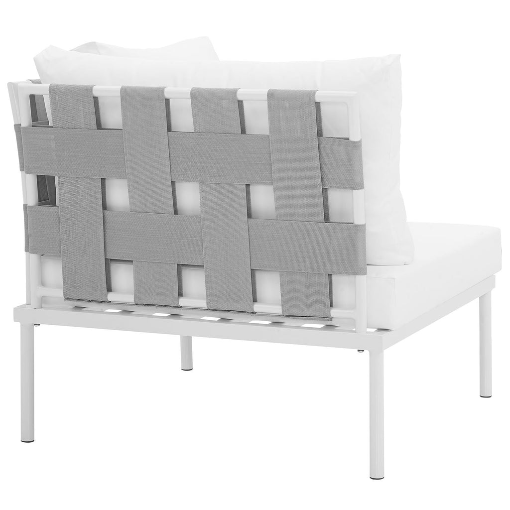 Modway Harmony Outdoor Patio Aluminum, Corner Sofa, White Beige