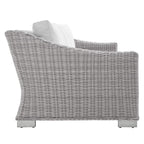Modway Conway Sunbrella Outdoor Patio Wicker Rattan, Sofa, Light Gray White