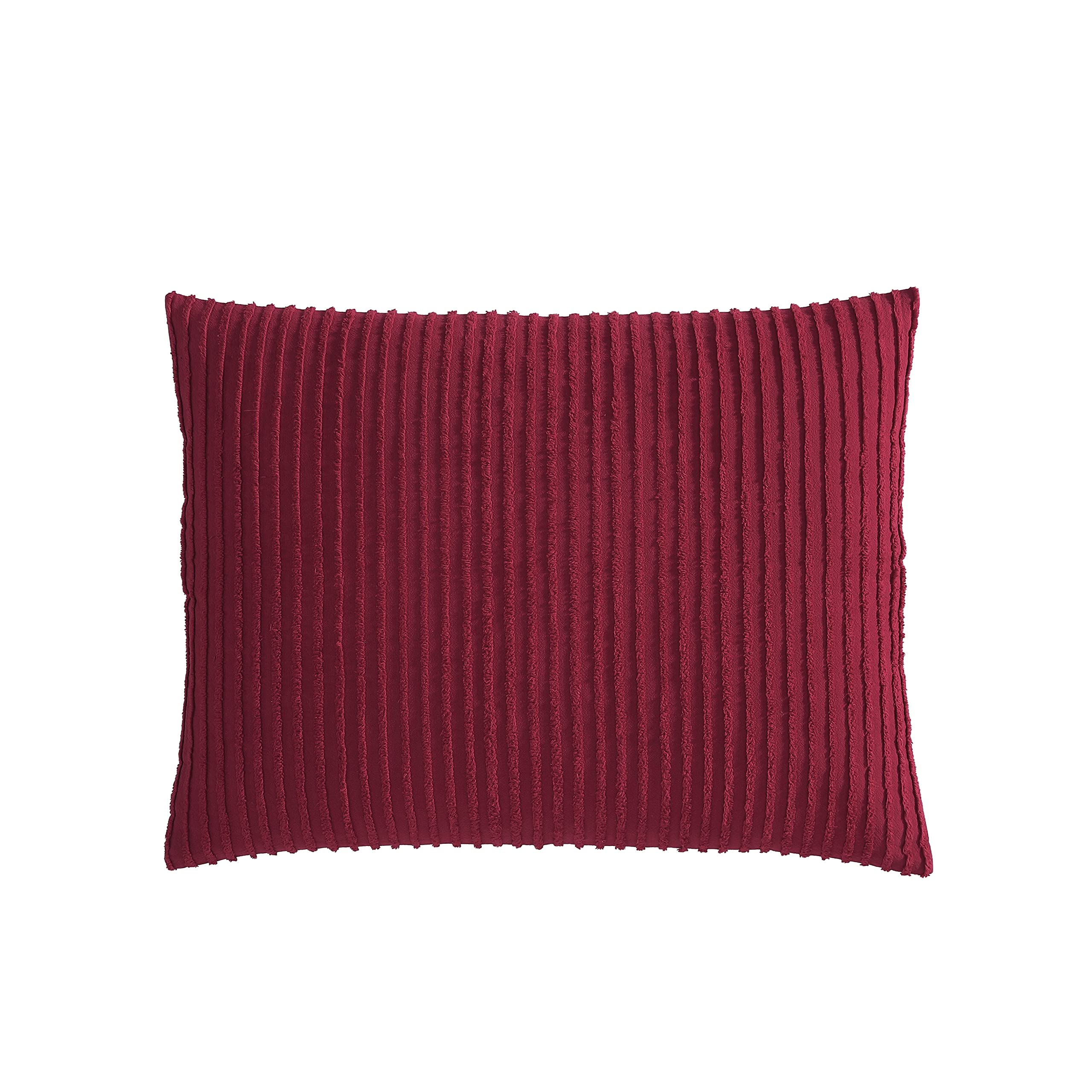 Beatrice Home Fashions Channel Chenille, Standard Sham, Burgundy