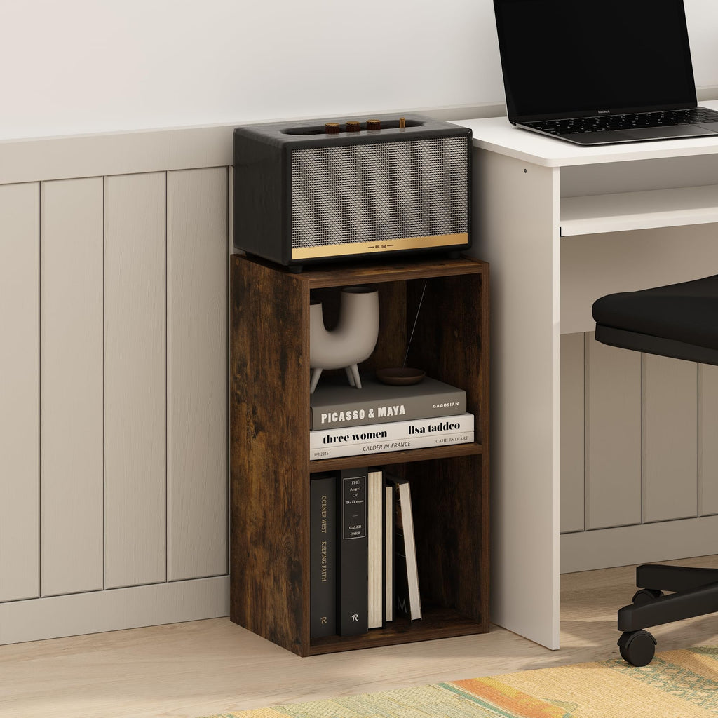 Furinno Pasir 2-Tier Open Shelf Bookcase, Amber Pine