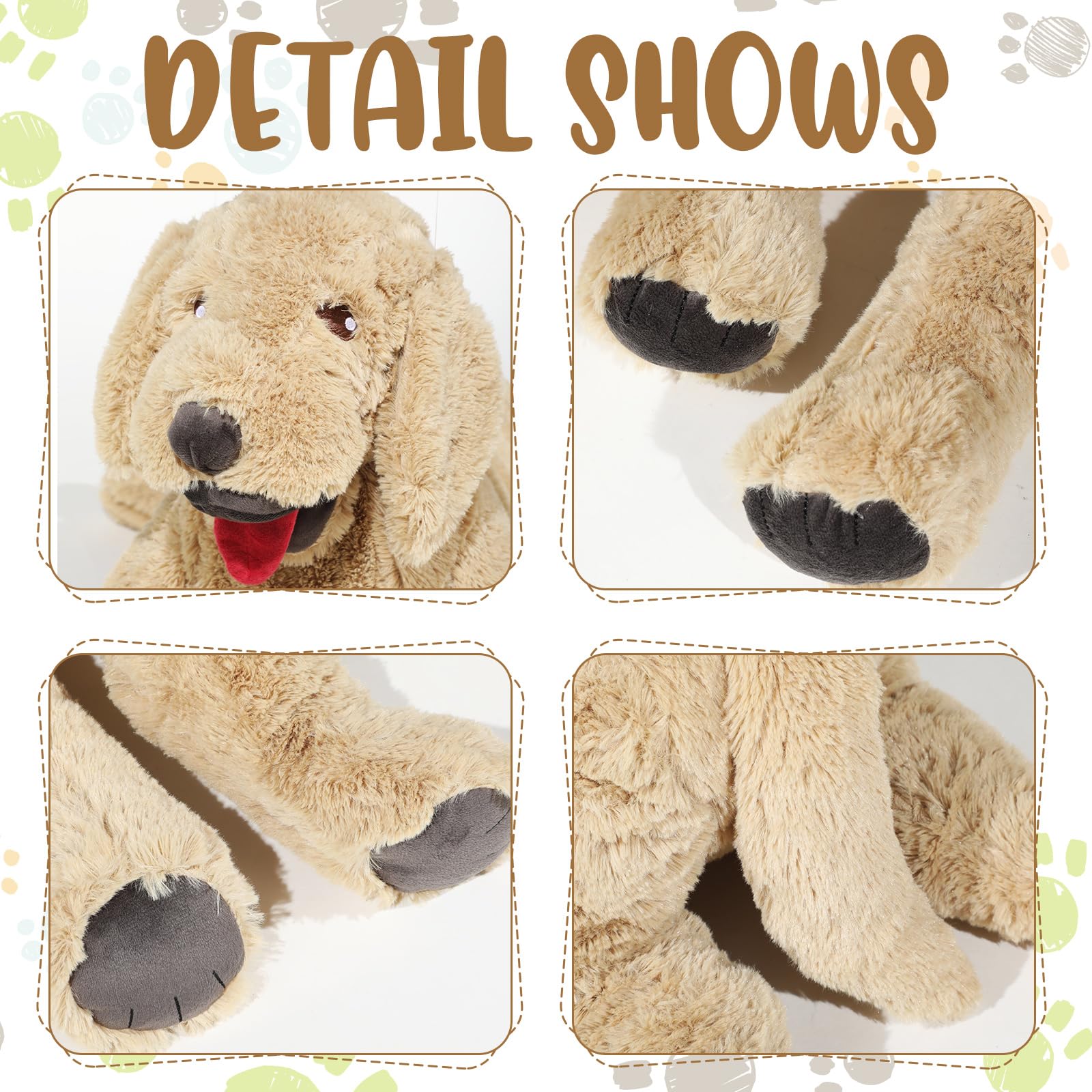 Geosar Giant Dog Stuffed Animals Fluffy Labrador Large Stuffed Dog Hugging Toy Big Cuddly Plush Body Pillow Gifts For Adult Kids
