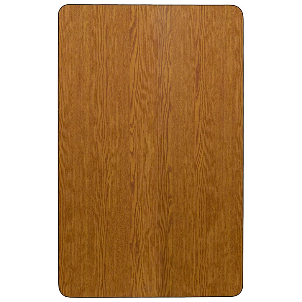 Flash Furniture Wren 24''W x 48''L Rectangular Oak Thermal Laminate Activity Table - Height Adjustable Short Legs