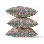 HomeRoots Orange Green Cloverleaf Boho Suede Throw Pillow
