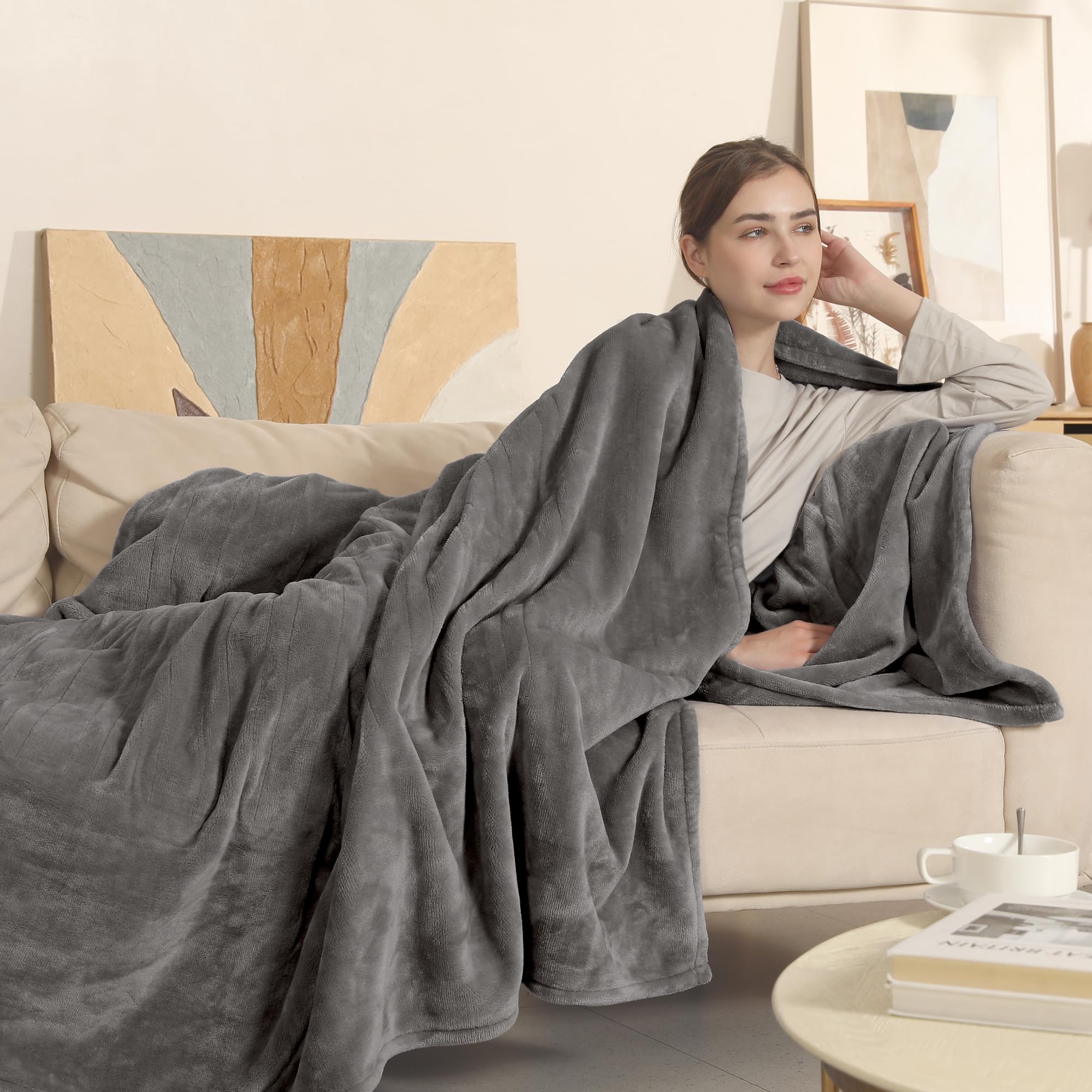 Electric Blanket Heated Blanket Full Size, Super Soft Cozy Upgraded Flannel Heating Blanket With 6 Heating Levels & 1-10 Hours A