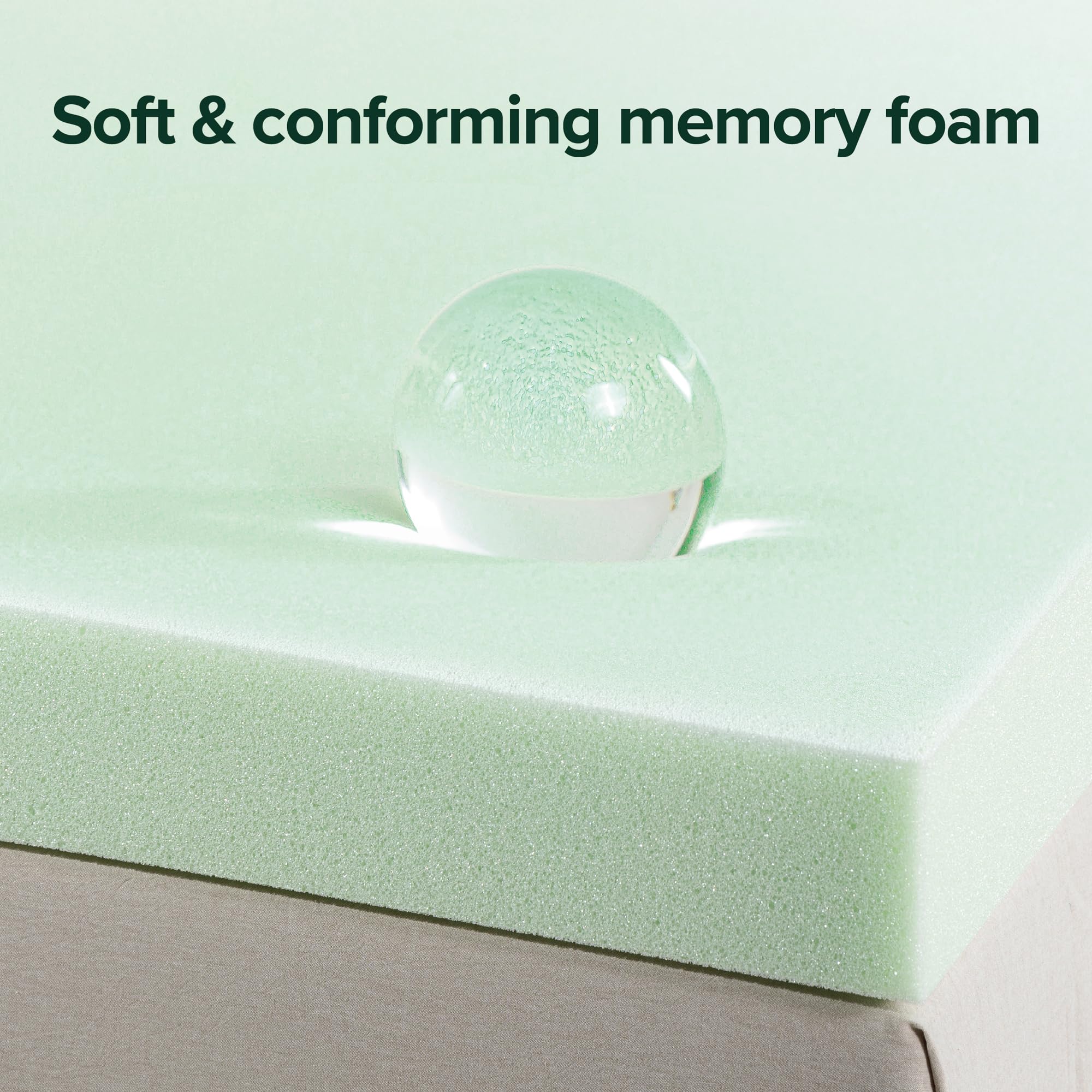 Zinus 3 Inch Green Tea Memory Foam Mattress Topper, Smaller, More Convenient Wonderbox Packaging, Pressure-Relieving Layers, Certipur-Us Certified, Queen