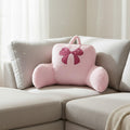 Bow Backrest Pillow Bow Reading Pillow with Pink Bow Design - Soft Plush Fabric Pillow with Armrests for Bed, Couch, Dorm or Lou