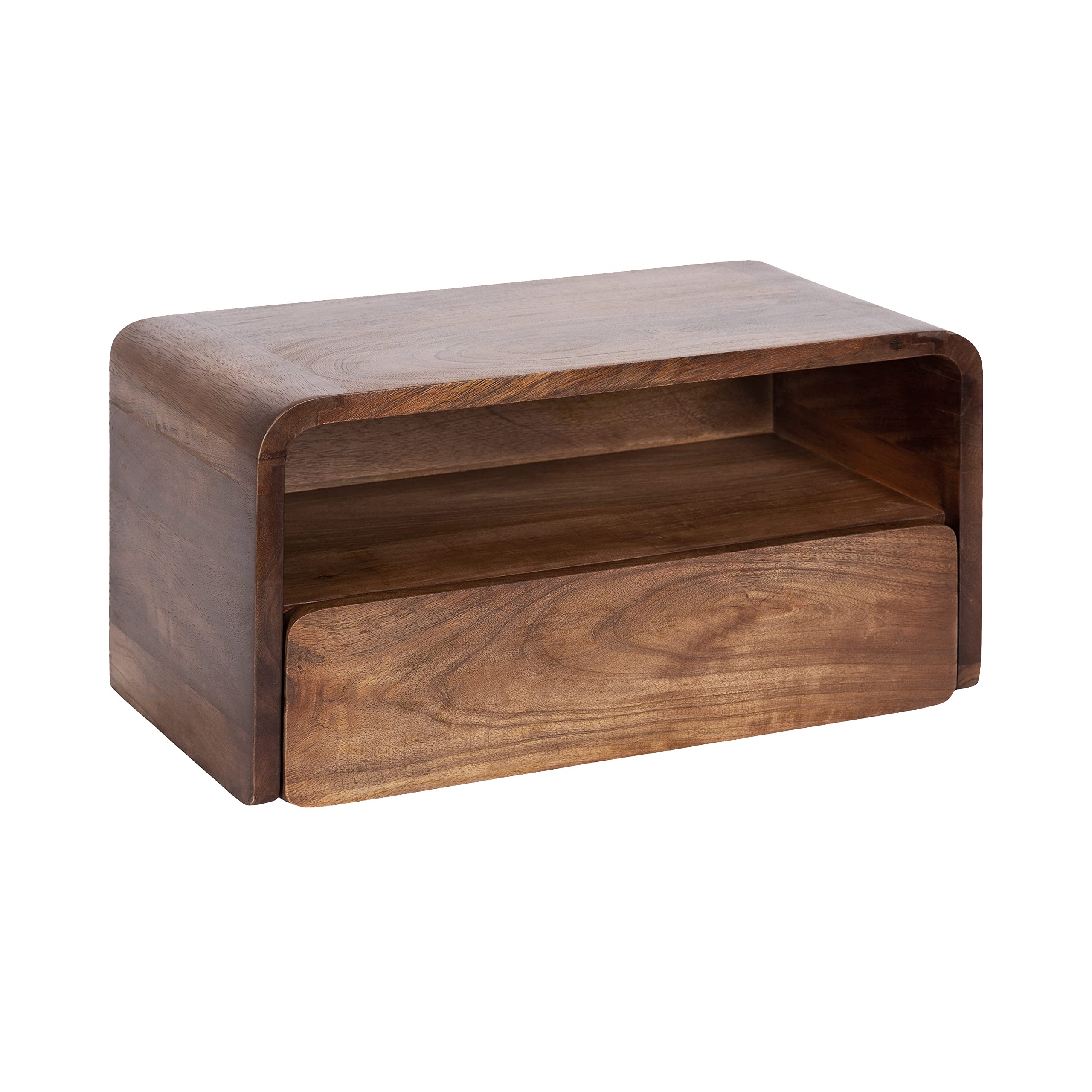 Kate and Laurel Kato Modern Wood Floating Side Table with Drawer; 18 x 10 x 9; Walnut Brown; Contemporary Wooden Floating Nights