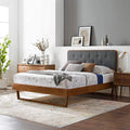 Modway Mod-6387-Wal-Cha Bridgette Queen Wood Platform Bed With Angular Frame, Walnut Charcoal