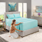 Extra Deep Pocket Fitted Sheet - 4 Piece Sheet Set - Super Deep Pocket - Ultra Deep Pocket Sheets - Deep Fitted Sheets Set - 54 X 75 Inches - Extra Deep Pocket Full Size Sheets - Light Baby Blue