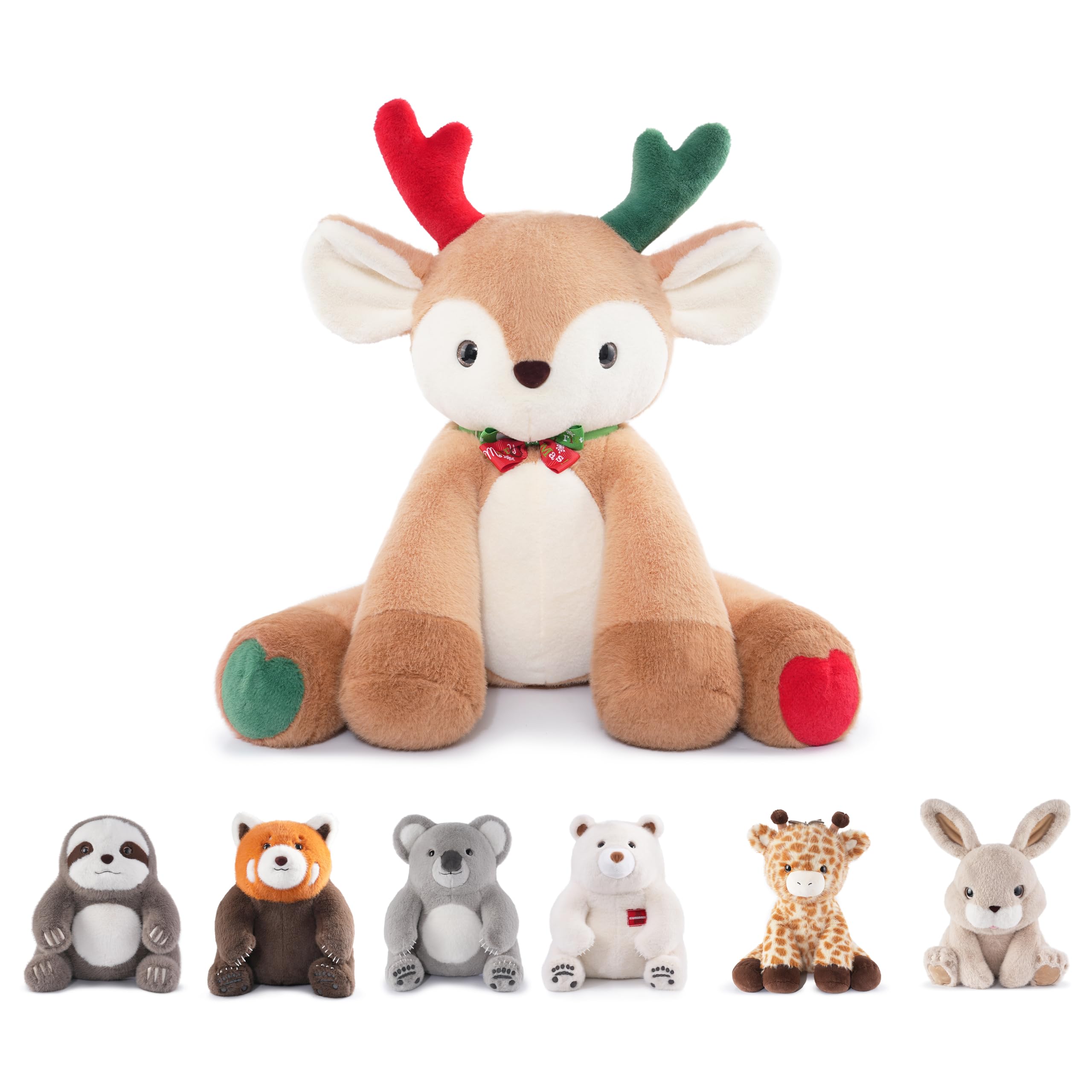 Niuniu Daddy 14' | 3.5 Pound Deer Weighted Stuffed Animals, Heavy Moose Pillowfort Plush Toys For Kids Adults, Weighted Beads F