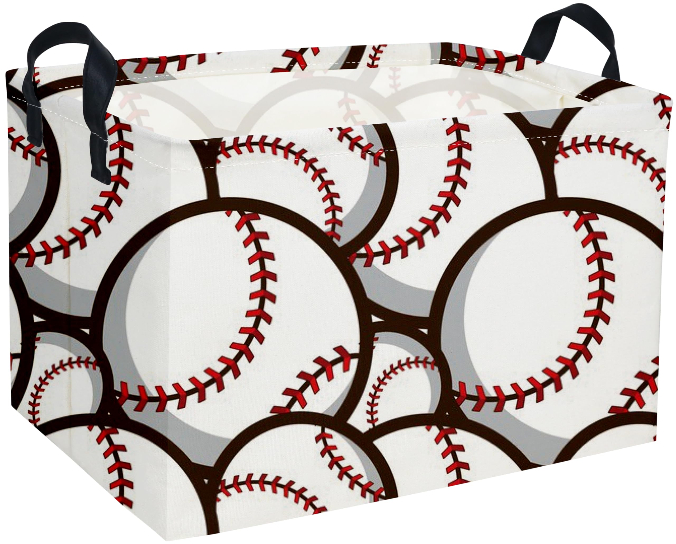 Essme Rectangular Baseball Basket, Kids Baskets,Boys Storage Bins, Kids Basket with Handles for Room Decor, Shelf Bin.( Baseball