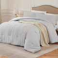 Quataly Lightgrey Twin/Twin Xl Comforter Set - 2 Pieces Seersucker Lightweight Bedding Comforter Sets (1 Soft Fluffy Comforter &