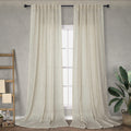 Extra Long Flax Linen Curtains 120 Inch Length For Living Room 2 Panels Set Back Tab Loop Pocket Drape Light Filtering Semi Priv