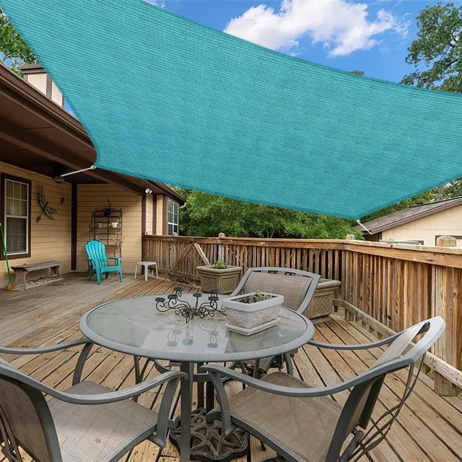 Infrange 13' X 16' Rectangle Sun Shade Sails Canopy Uv Block For Patio Deck Pergola Yard Lawn Outdoor Activities (Turquoise)
