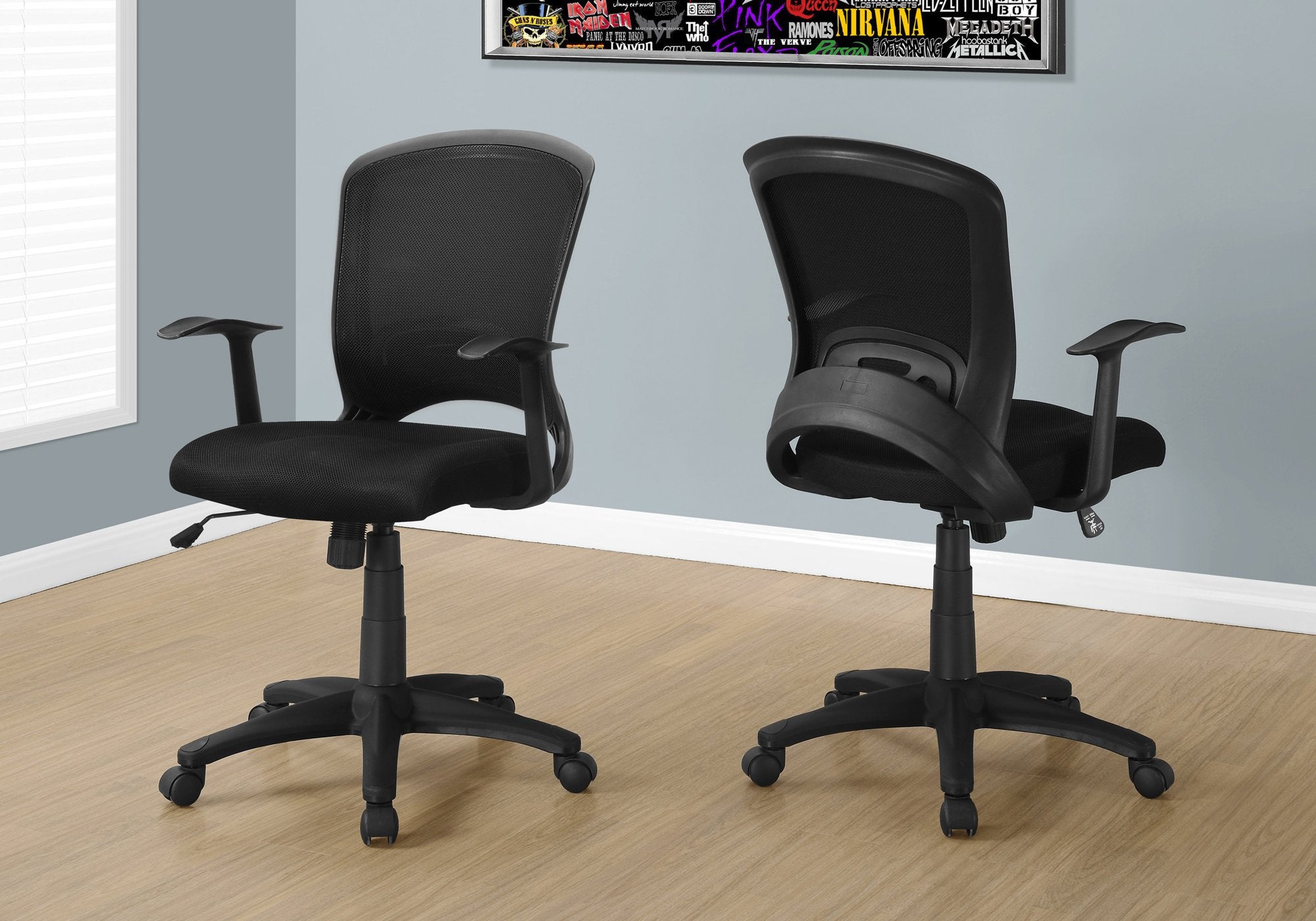 Monarch Specialties I 7265 Office Chair, Adjustable Height, Swivel, Ergonomic, Armrests, Computer Desk, Work, Metal, Mesh, Black, Contemporary, Modern