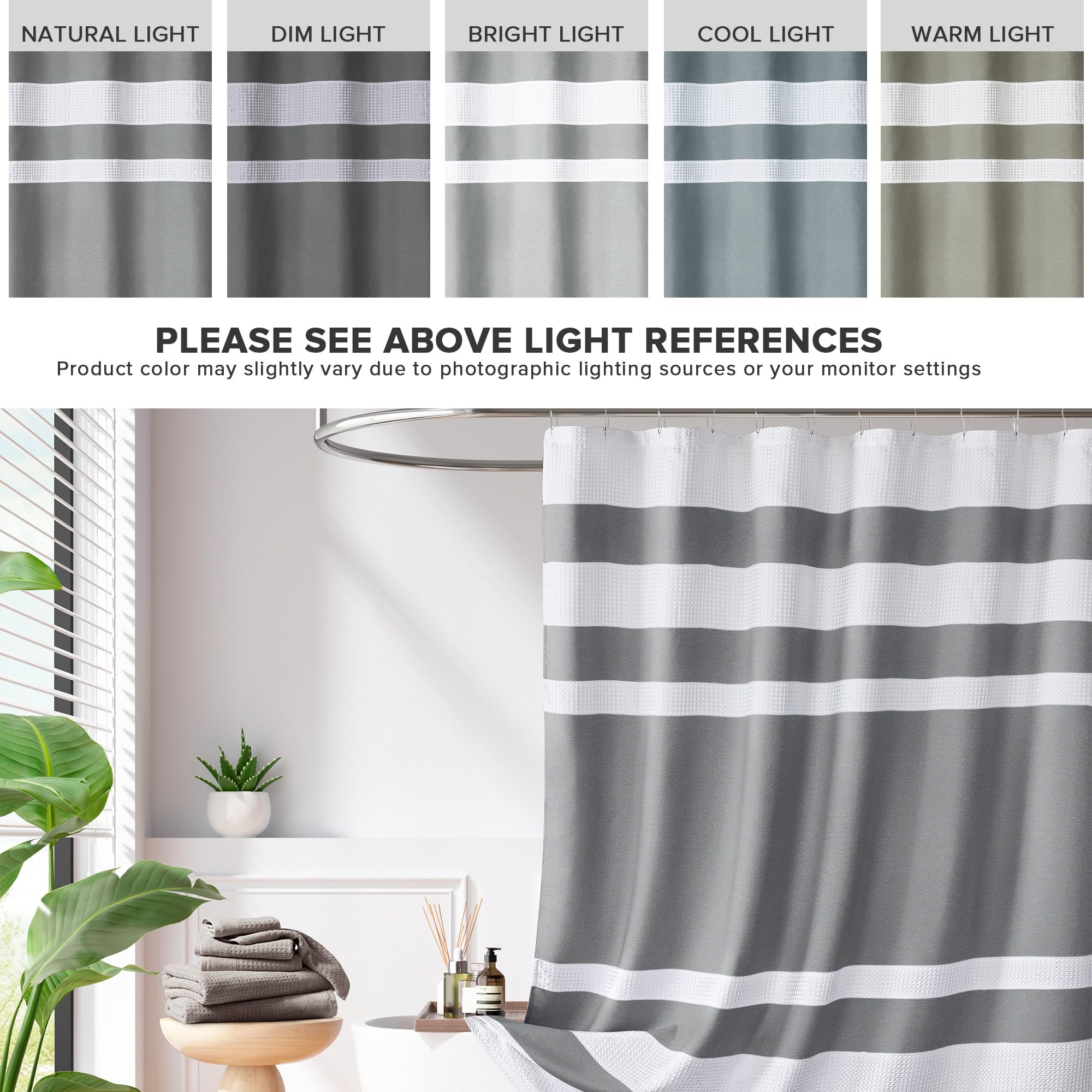 Madison Park Spa Waffle Shower Curtain Pieced Fabric Extra Long Premium Spa Quality Modern Shower Curtains For Bathroom, Tall 72X84, Charcoal