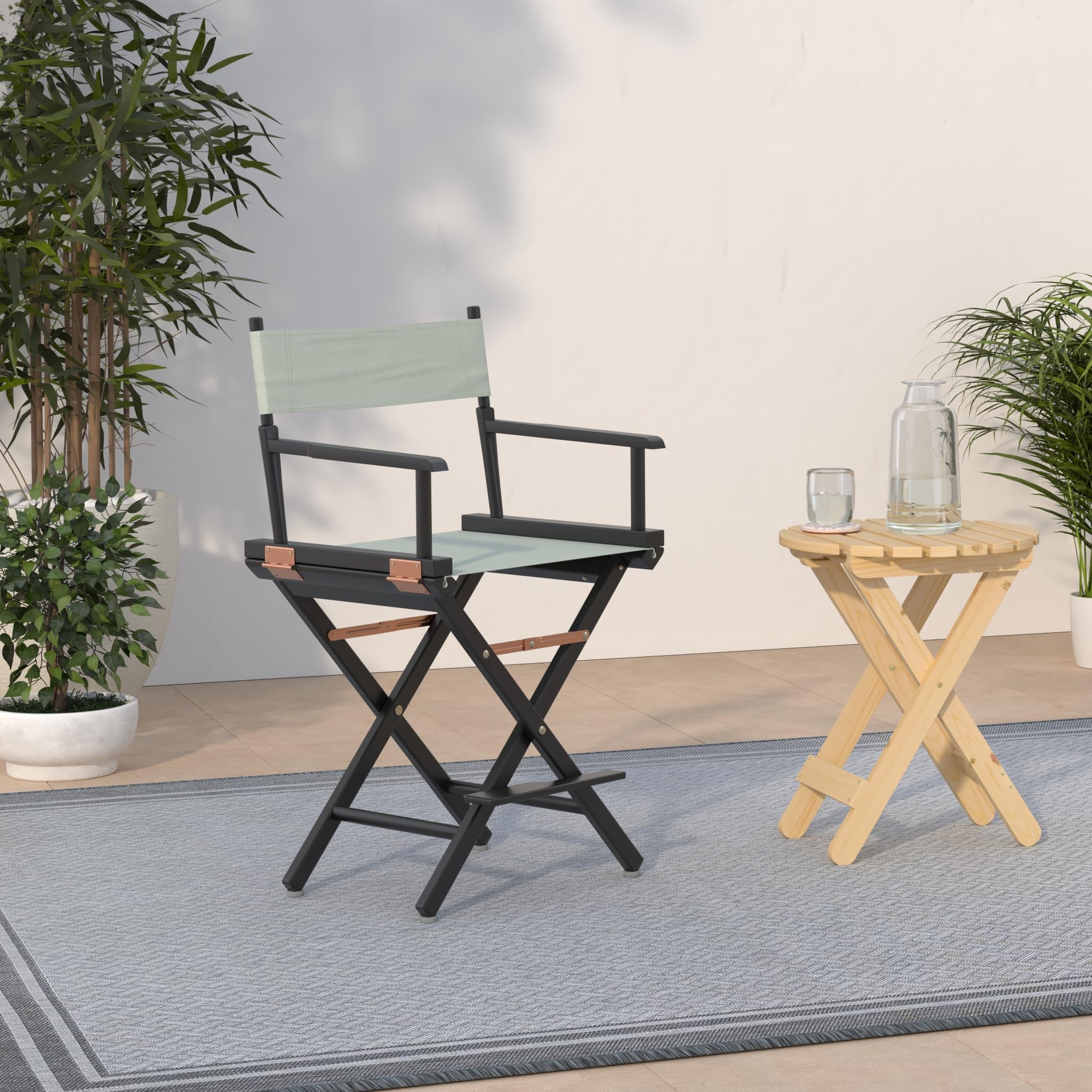 Casual Home 24" Director's Chair Black Frame-with Grey Canvas, Counter Height