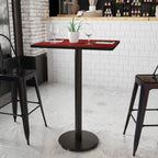 Flash Furniture Stiles 24'' x 30'' Rectangular Mahogany Laminate Table Top with 18'' Round Bar Height Table Base
