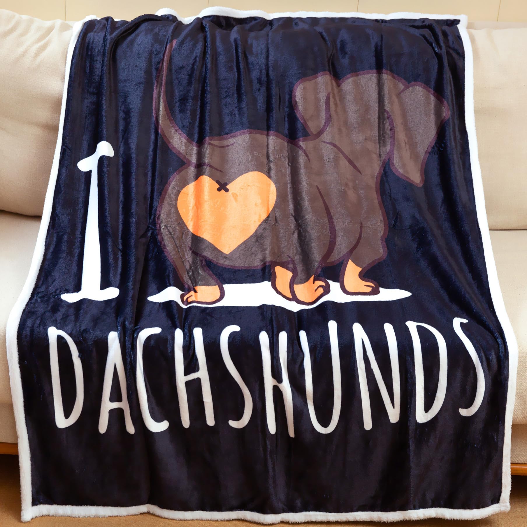 Famitile Dachshund Blanket, I Love Dachshunds Soft Flannel Throw Blanket Cozy Wiener Dog Blanket Dachshund Stuffed Animal Dachsh