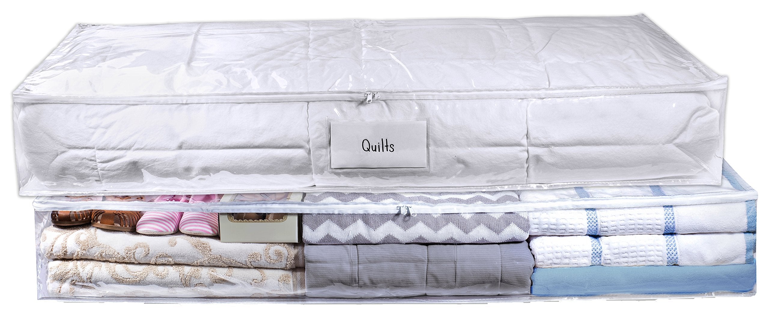 Clear Underbed Storage Bag - Durable Vinyl Material to Shield Your Contents from Dust, Dirt and Moisture. Easy Gliding Zipper fo