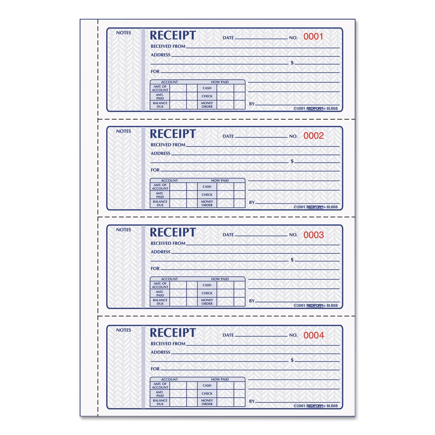 Rediform Receipt Books (Red8L808) Blue 11 X 7.625 Inches