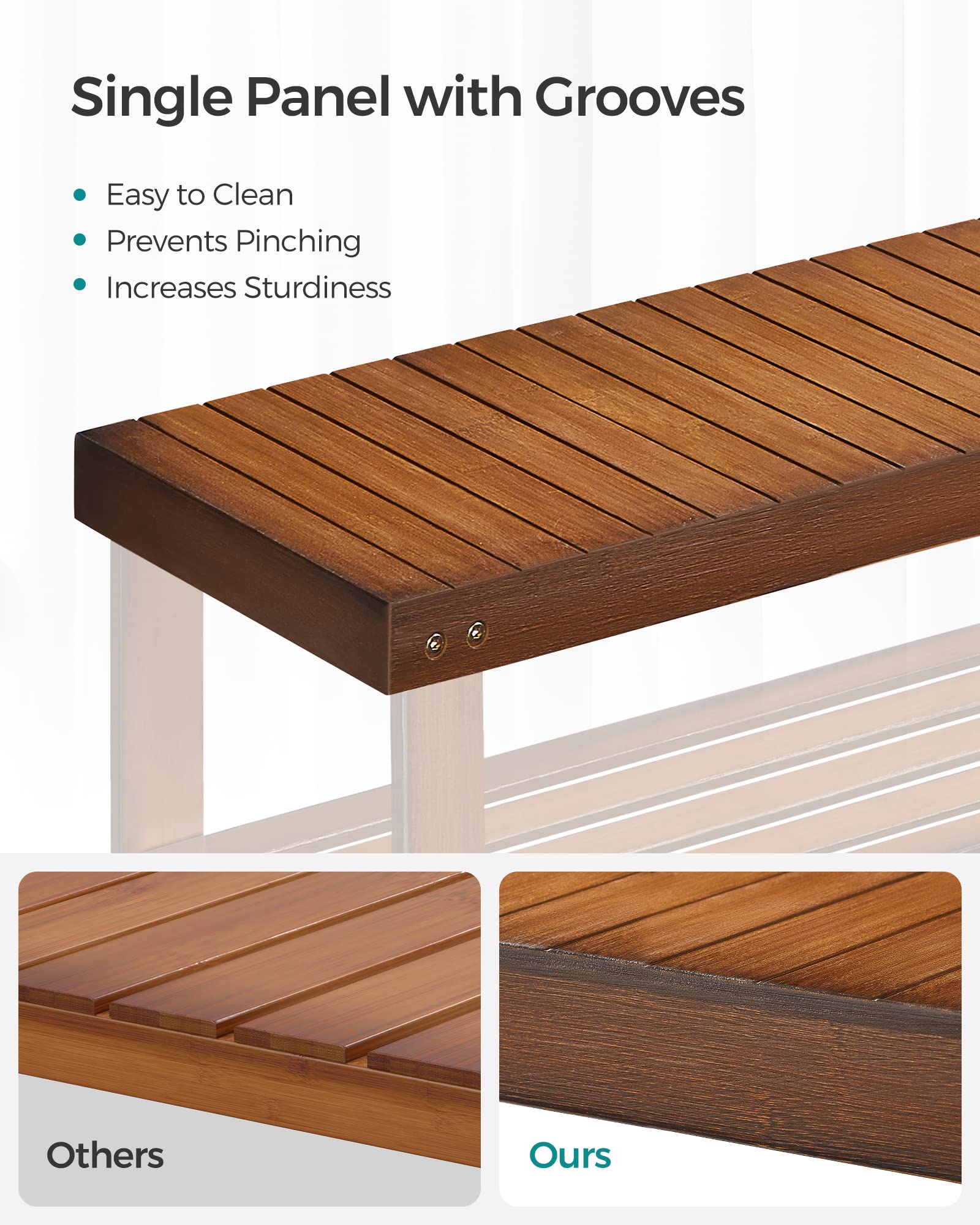Songmics Shoe Rack Bench, 3-Tier Bamboo Shoe Storage Organizer, Entryway Bench, Holds Up To 286 Lb, 11.3 X 27.6 X 17.8 Inches, For Entryway Bathroom Bedroom, Walnut Color Ulbs04Wl