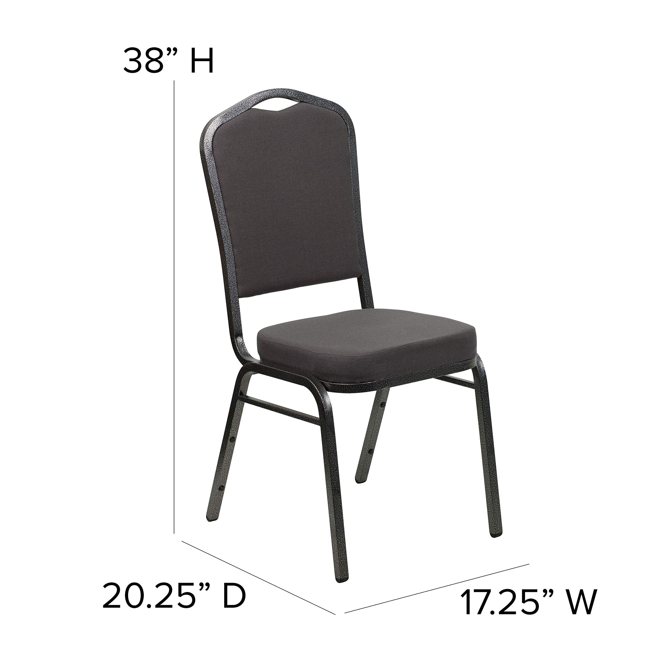 Flash Furniture HERCULES Series Crown Back Stacking Banquet Chair in Gray Fabric - Silver Vein Frame