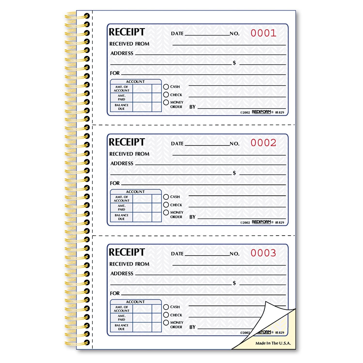 Rediform Gold Standard Money Receipt Book, 2.75' X 5', 225 Numbered Duplicates (8L829)