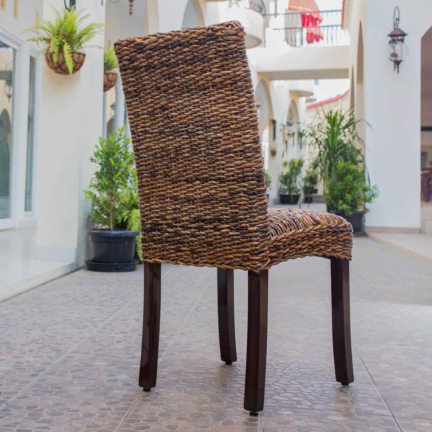 International Caravan Furniture Piece Louisa Abaca Cushioned Seat Dining Chair
