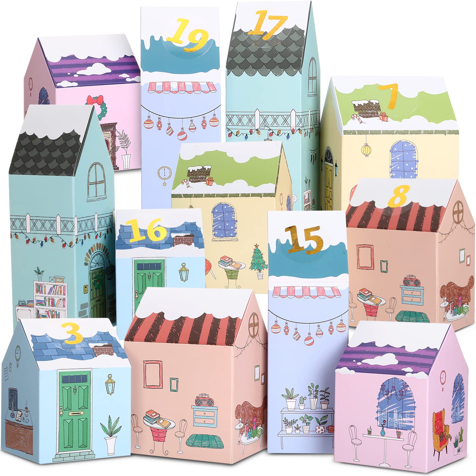 KESOTE 24 Christmas Advent Calendar Boxes to Fill, Empty Advent Calendar 2024 for Adults Kids Christmas Goody Treat Boxes Gift B