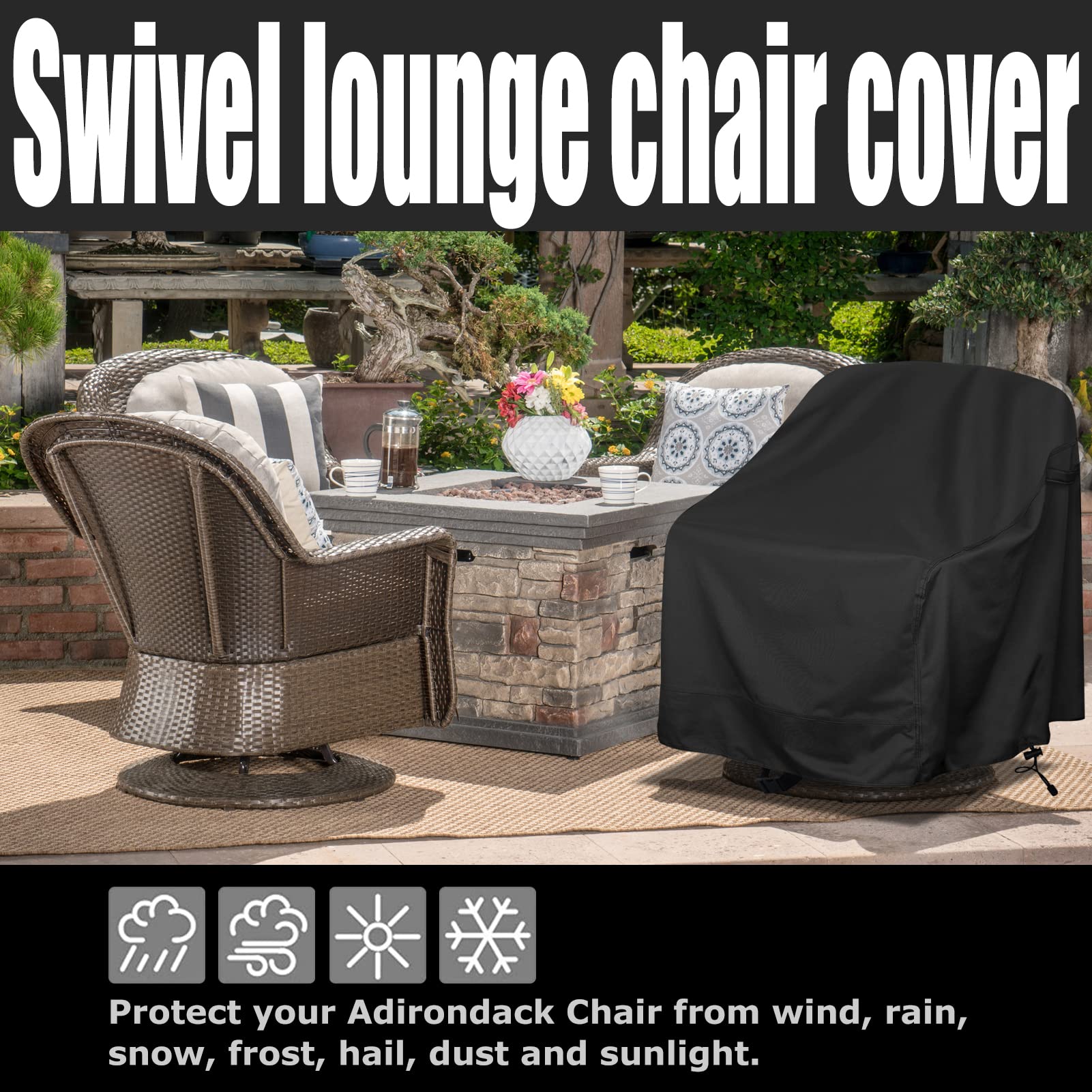 Outdoor Swivel Lounge Chair Cover 2 Pack,Waterproof Heavy Duty Outdoor Chair Covers, (30' W X 34' D X 38.5' H) Patio Furniture Cover For Swivel Patio Lounge Chair