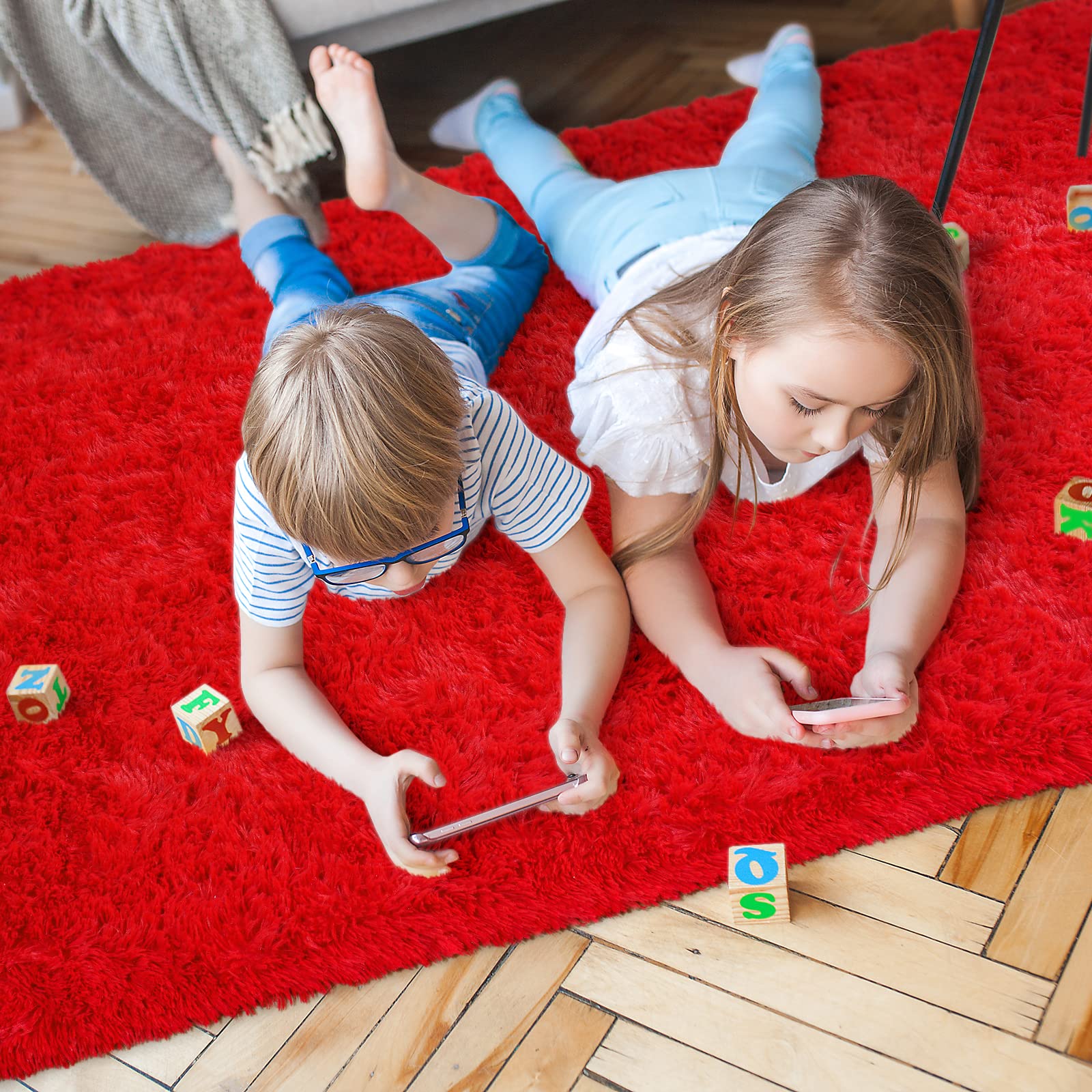 Arogan Fluffy Rugs For Bedroom Living Room, Shag Area Rugs For Nursery Kids Girls Room, Plush Fur Rug For Playroom Dorm 4X6 Feet