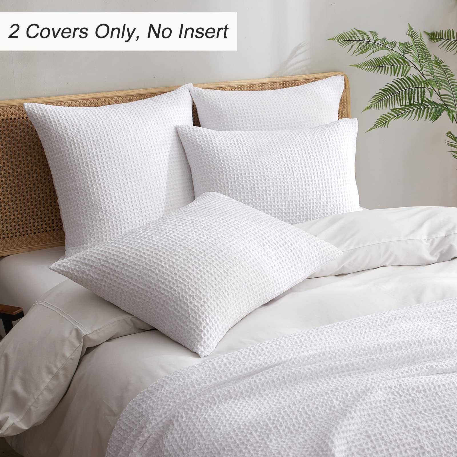 Phf Ultra Soft Waffle Weave Pillowcases Standard Size 20' X 26' 2 Pack, No Insert, Breathable Skin-Friendly Pillow Shams, Decorative Waffle Weave Pillow Case Covers, White