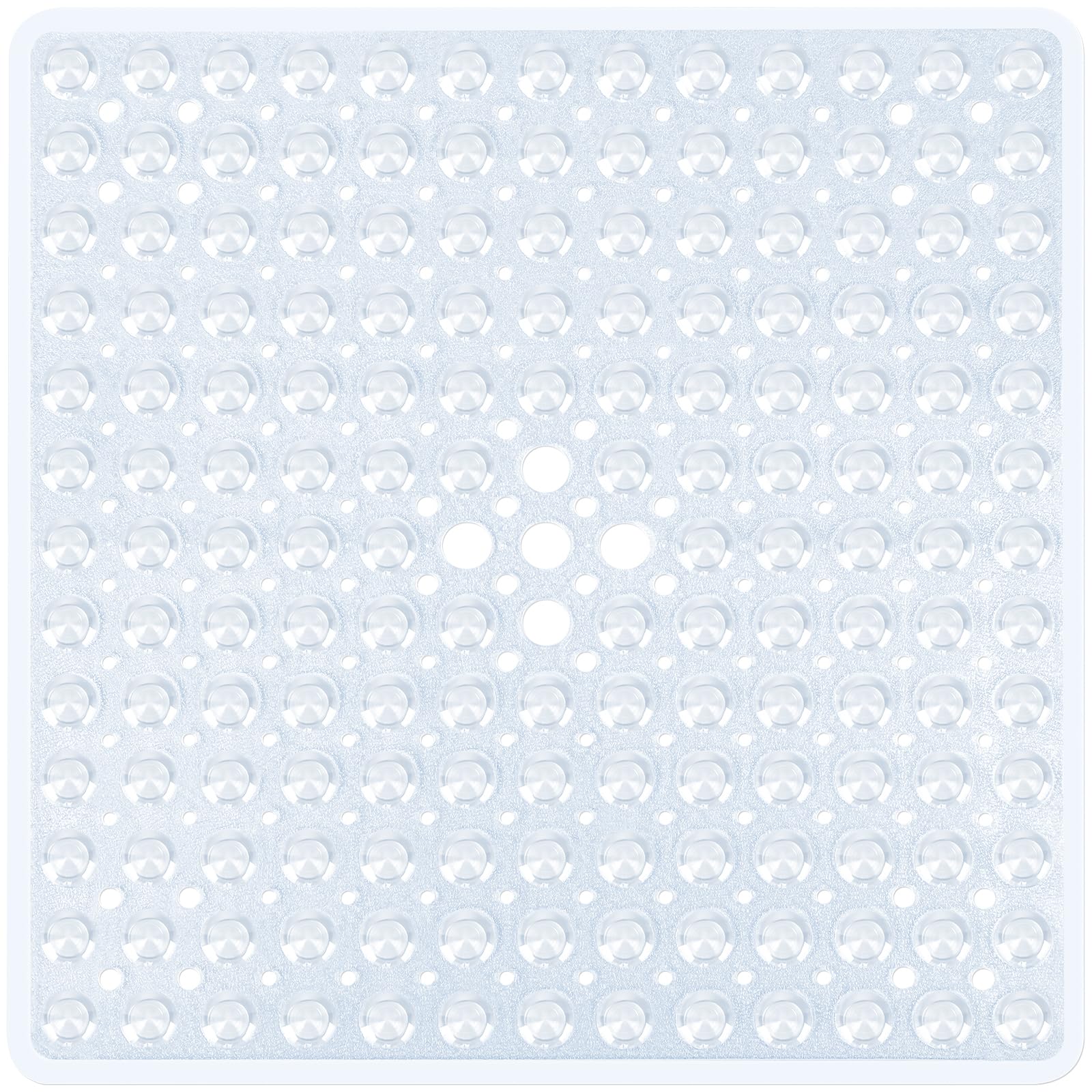 Naoloture Clear Square Shower Bathtub Mat Non Slip 21x21 Inch, Soft Bath Mat for Inside Shower Tub, Shower Stall Mats for Bathro