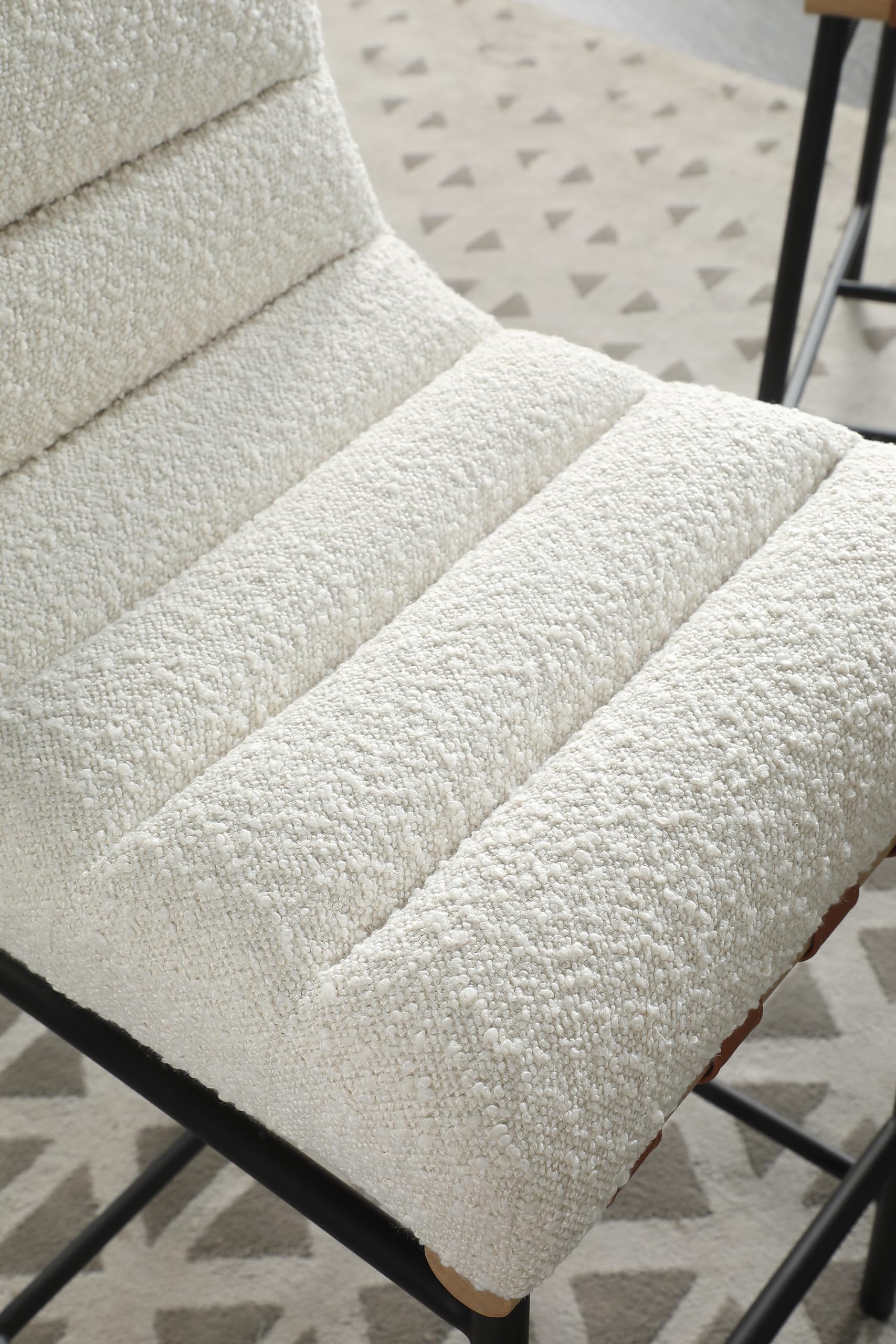 LILOLA LIVING Counter Height Chair White Boucle Fabric 18" W 30532