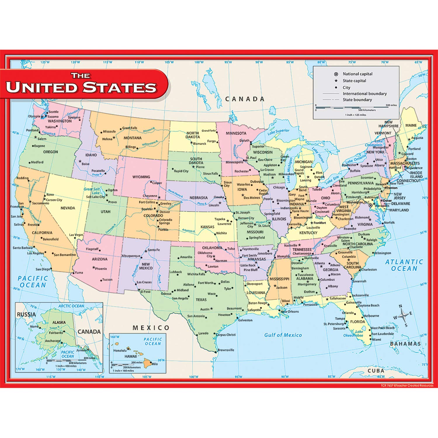 Teacher Created Resources Us Map Chart, Multi Color (7657)