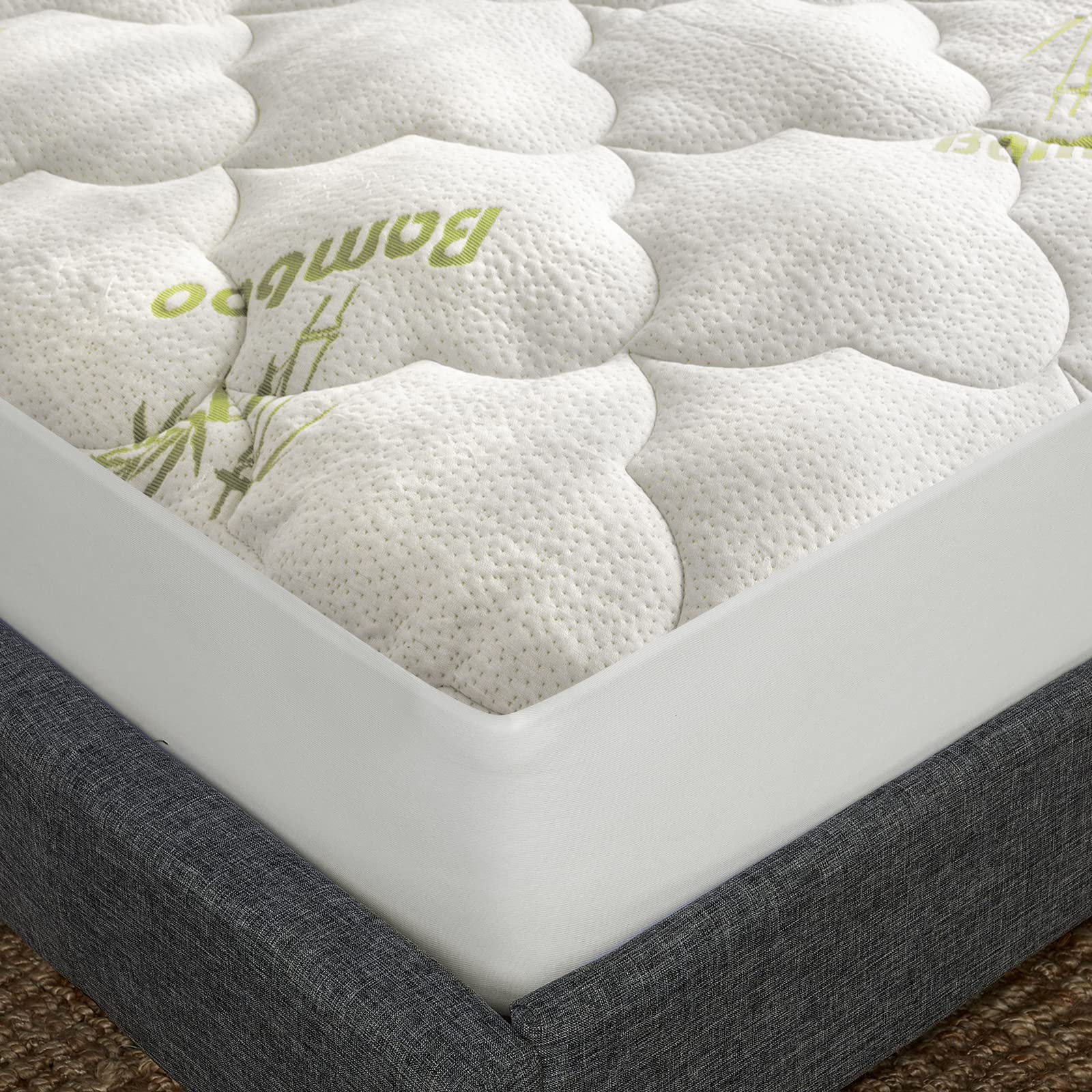 Bamboo Mattress Pad Twin Air Mattress Topper Cover, Twin Size Quilted Fitted Mattress Pad, Super Soft Breathable And Noiseless Bamboo Pillow Top Mattress Topper Fits Up To 16 Inch Air Mattress